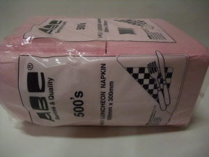 p2 sn1 abc luncheon napkin 1 ply pink pk - 500s 300mmx300mm pk