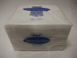 p2 sn2 flaro s dinner 2 ply serviettes white pk - 100s, 315mmx315mm economy abc pk