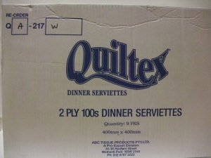 p2 sn2 quiltex dinner serviettes 2 ply white ctn - 900s, 400mmx400mm ctn